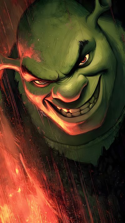 an illustration of a green man in the rain with fire coming out of his mouth Halloween Shrek Shrek Art, Shrek, Thor, dark slate gray