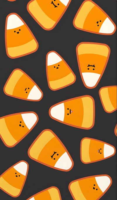 an orange and white pattern on a black background Candy Corn Halloween Fall Doodle Black Halloween Cute, Vintage Notebook, Holiday, chocolate