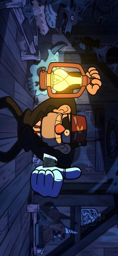 an animated image of a man flying through the air with a light on his head Gravity Falls Halloween Gravity Falls Laptop, Gravity Falls Ipad, Gravity Falls Background, dark slate gray