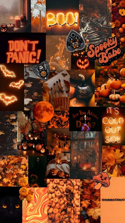 halloween collage with pumpkins and bats Halloween Collages Halloween Collages, Halloween Backgrounds Collage, Halloween Aesthetic Collage, saddle brown