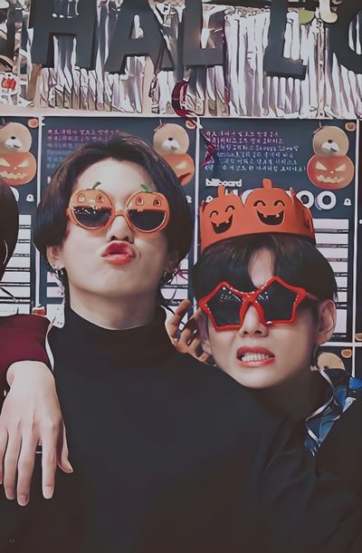 two people wearing sunglasses and hats standing next to each other with fake faces on them Bts Halloween Jungkook And V Matching Pfp, Bts V Funny Pic, V Jungkook, Tae Kook Matching Pfp, dark slate gray