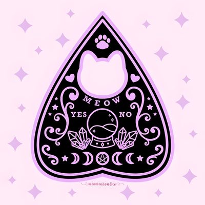 Planchette Wallpaper, Kawaii Gothic, Witch Planchette Wallpaper, Halloween Planchette Drawing, Planchette Art, Planchette Drawing, Planchette Illustration, Planchette Design, Cat Planchette Tattoo Halloween Planchette Planchette, Kawaii Gothic, Witch Planchette, Halloween Planchette Drawing, lavender blush