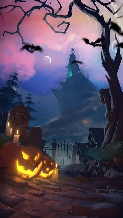 an animated halloween scene with jack o lantern pumpkins Cute Live Halloween Hallowen Wallpers, Moving Halloween, Halloween Videos, dark slate gray