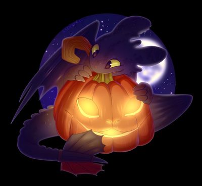 a cat sitting on top of a pumpkin with its eyes open and glowing in the dark Toothless Halloween Toothless Halloween, Toothless Pumpkin Painting, Halloween Toothless, black