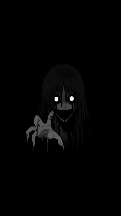 an anime character with big eyes and long black hair holding up her hand in the dark Halloween Black Horror, Anime Ghost, Scary, Cosmic Art, Dark Anime, Beautiful Mind Quotes,