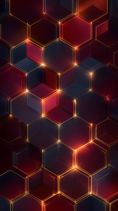 an abstract background consisting of red and black cubes with bright lights in the middle Halloween Hexagon Dark Honeycomb, Color, Grey, black