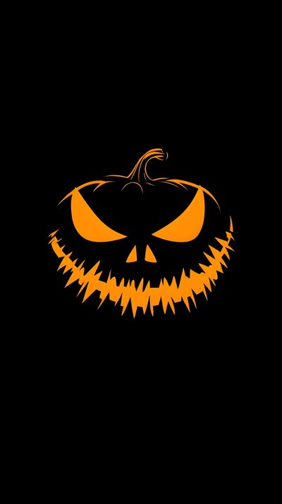 a black background with an orange pumpkin on it Black And Orange Halloween Pumpkin Face, Black And Orange Halloween, Scary Pumpkin Iphone,