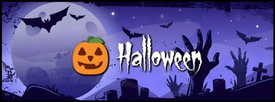an animated halloween scene with pumpkins and bats Halloween Fb Cover Photos, Facebook Cover Photos Halloween, Halloween Facebook Icon, dark slate blue