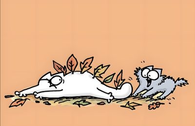 an image of a cartoon dog chasing a cat on the ground with leaves all over it Simons Cat Halloween Hd Simons Cat Hedgehog, Simon's Cat Winter, Simons Cat Characters, burlywood