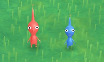 two cartoon characters are standing in the grass Pikmin Halloween Pikmin Matching Pfp, Blue And Red Pikmin, New Pikmin Types, Real Pikmin, medium sea green