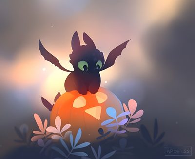 a black dragon sitting on top of an orange pumpkin in the middle of some plants Toothless Halloween Kawaii Kawaii Cute Toothless, Cute Dragon Backgrounds, Toothless Pumpkin, gray