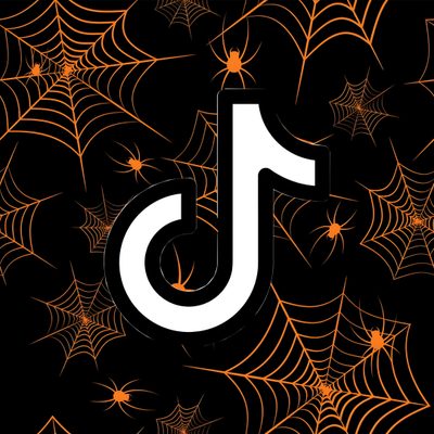 the letter j is surrounded by spider webs Tiktok Halloween Halloween App Icons Tiktok, Halloween Tik Tok Icon, Instagram Logo Halloween, black