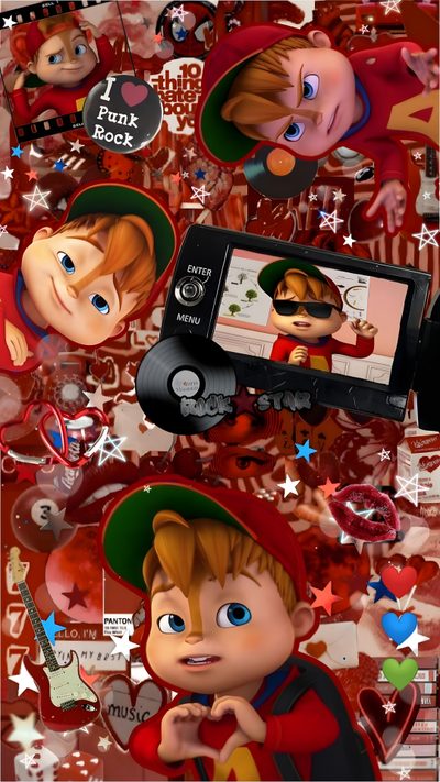 an image of a cartoon character with many other characters on it's back ground Alvin And The Chipmunks Halloween Alvin And The Chipmunks Alvin, Alvin Seville, Alvin 4k, saddle brown