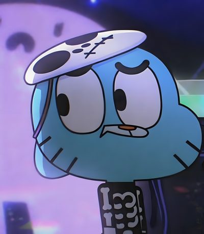 a cartoon character with a hat on his head Gumball Halloween Gumball With Hat, Gumball Halloween Icon, Cool Pictures Of Gumball, slate gray