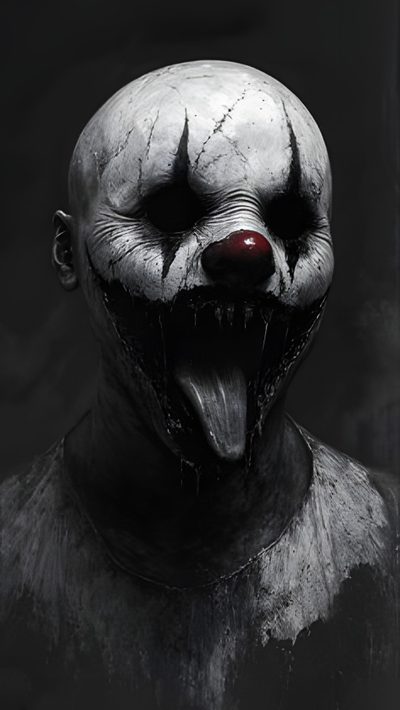 a creepy clown with his mouth open and tongue out, in black and white photograph Scary Clown Halloween Scary Paintings, Horror Drawing, Clown Tattoo, Clown Horror, Creepy Horror, black