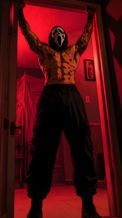 a man standing in front of a red light with his arms up and hands behind his head Hot Halloween Horror Monster, Silent Hill, black