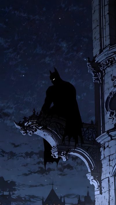 the dark knight rises in batman's castle at night, as seen from below Batman The Long Halloween Iphone 15 Dark, Bat Man Iphone, Batman Screen, Backgrounds Batman, midnight blue
