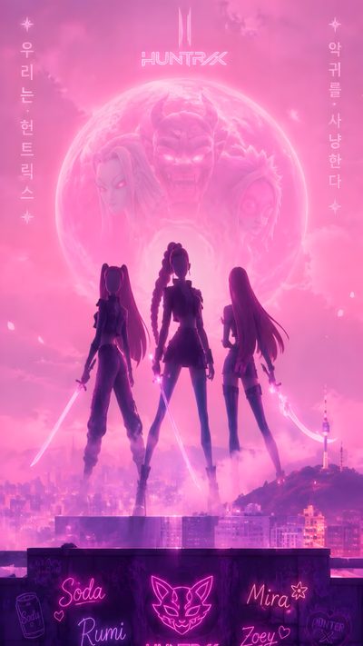 A wallpaper that is just fabulous Kpop Demon Hunters Wallpaper, Kpop Demon Hunters, Demon Hunter Halloween Kpop Demon Hunters Kpop Demon Hunters, Demon Hunter, hot pink
