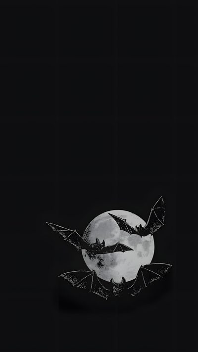 bats flying over the moon in black and white Halloween Bat Iphone Bat And Moon Pattern, Goth Bat, Bat Aesthetic Dark, Bat Silhouette, black