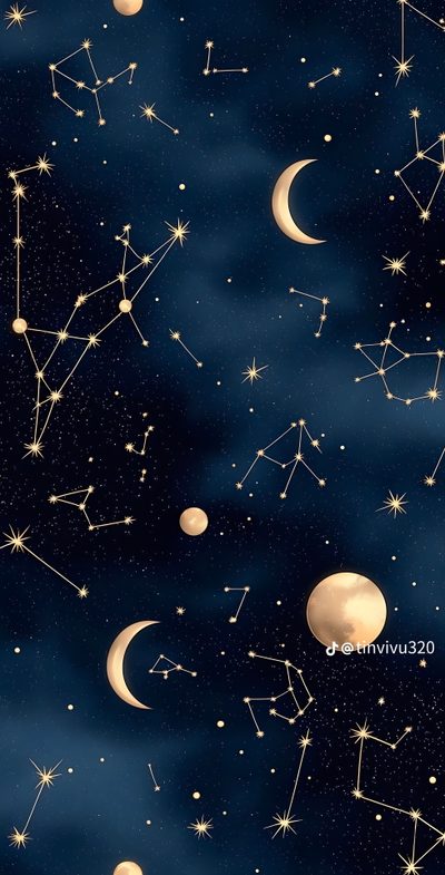 the night sky is filled with stars and crescents Hand Drawn Halloween Constellation Navy Constellation Iphone, Astrology Constellations, Stars And Constellations, black