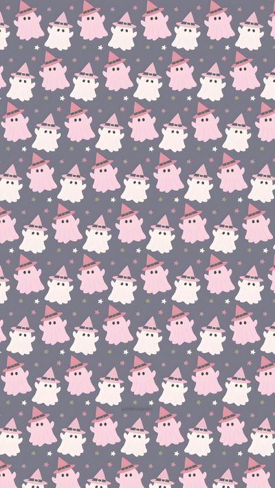 an image of a pattern with cats and stars on the background in pastel colors Pastel Halloween Party Black Kawaii Halloween Background Aesthetic, Kawaii Aesthetic Cute Halloween Backgrounds, Soft Halloween, gray