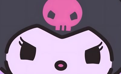 a cartoon character with a skull on top of her head Desktop Kuromi Halloween Desktop Cute Anime Inspiration, Cute Cartoon Character With Skull, Kawaii Anime Character Design, dark slate gray