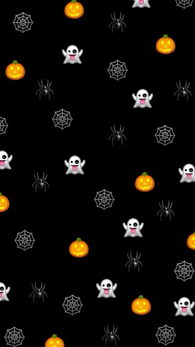halloween wallpaper with pumpkins and ghost faces Halloween Emoji Pretty Iphone, Halloween, Goth, Kitty, Cute Halloween, Lock Screen, black