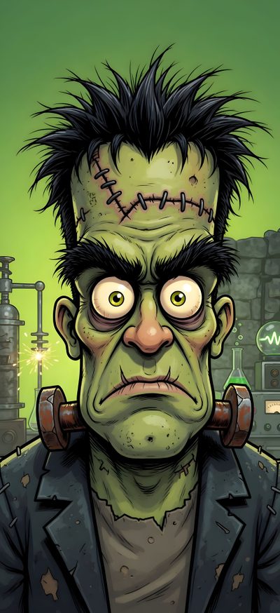 Ai Wallpaper #Wallpaper Halloween Characters, Frankenstein Art Illustrations, Frankenstein Cartoon, Frankenstein Art, Cartoon Crazy, Horror Artwork, Arte Dc Comics, Celebrity Drawings, Halloween Painting Frankenstein Halloween Halloween Characters, Frankenstein Art Illustrations, Frankenstein Cartoon, dark olive green