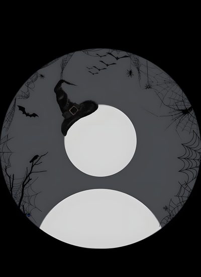 a black and white image of a person in a witches costume with bats flying around Halloween Profile Witch Hat, Witch, Halloween, Halloween Profile Background, Halloween Art, dark slate gray
