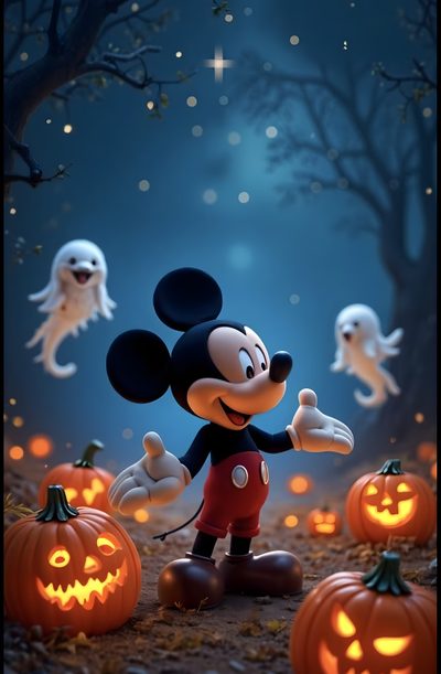 the mickey mouse is surrounded by pumpkins Disney Halloween Background Halloween Backgrounds, Business Branding Inspiration, Mickey Mouse, dark slate gray