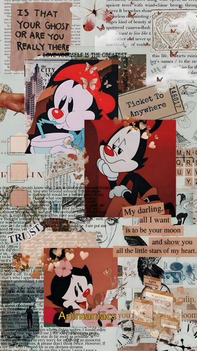 an altered collage with images of cartoon characters and words on it's side Halloween Animaniacs Tiny Toon Adventures, Animaniacs Hd, 90s Cartoon Aesthetic, Animaniacs 4k, rosy brown