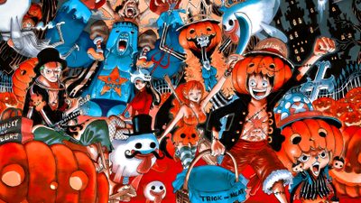 an image of a group of people in halloween costumes One Piece Halloween 4k One Piece Luffy Halloween, Color, One Piece Color Spread 4k, One Piece, sienna