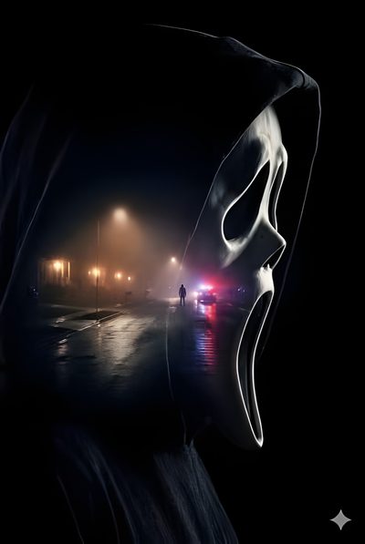 a person with a mask on their face in the dark, looking at something behind them Halloween Scary Scream Horror Icons Art, Punk Cats, Ghostface Scream, Horror Posters, Retro Tv, black