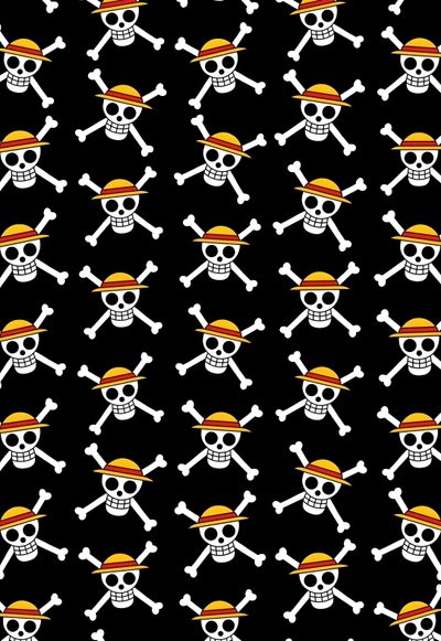 skull and crossbones with pirate hats on black background seamless wallpaper photo Halloween One Piece One Piece Background Pattern, One Piece Pattern, Jolly Roger, black