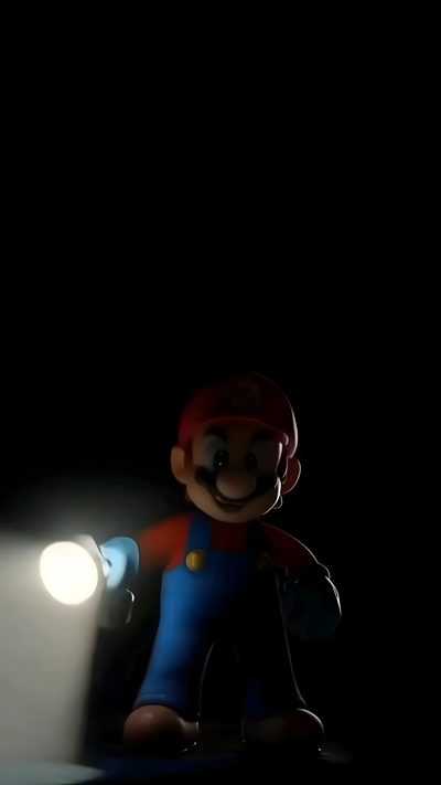 an image of mario in the dark with a light coming from his chest and head Halloween Mario Lock Screen Live, Live Mario, Live For Lock Screen, Super Mario, Mario Live Iphone, black