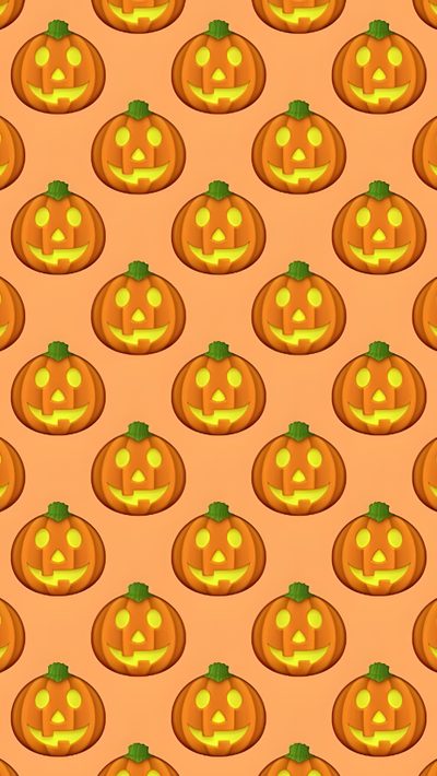 an orange background with pumpkins and faces in the shape of jack - o'- lanterns Halloween Emoji Diy Halloween Decor Ideas, Fall Phone Background Inspiration, Halloween Pumpkin Design, sandy brown