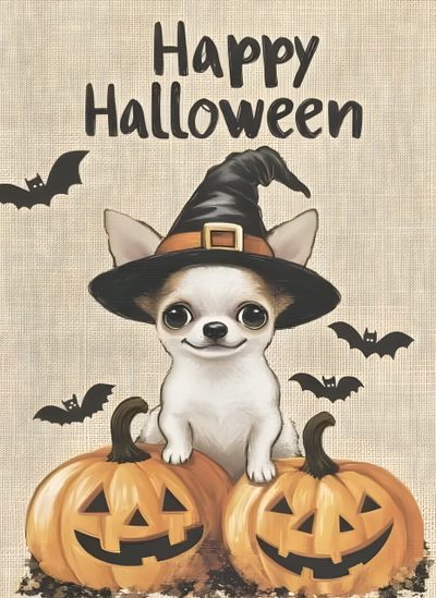 a chihuahua dog sitting on top of two pumpkins Halloween Chihuahua Halloween Fun, Happy Halloween, Halloween, tan