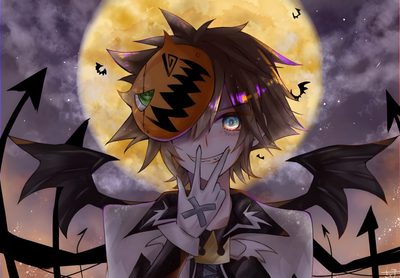 an anime character is standing in front of a full moon with bats around her head Sora Halloween Town 1920x1080 Sora Halloween Town Pfp, Vampire Sora, Sora Kingdom Hearts Halloween, dim gray