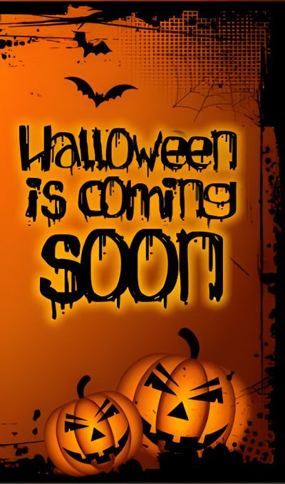halloween is coming soon with pumpkins and bats Cute Halloween Iphone Count Down Ready For Halloween Quotes, Happy Halloween Eve Quotes, Halloween Is Coming Caption, saddle brown