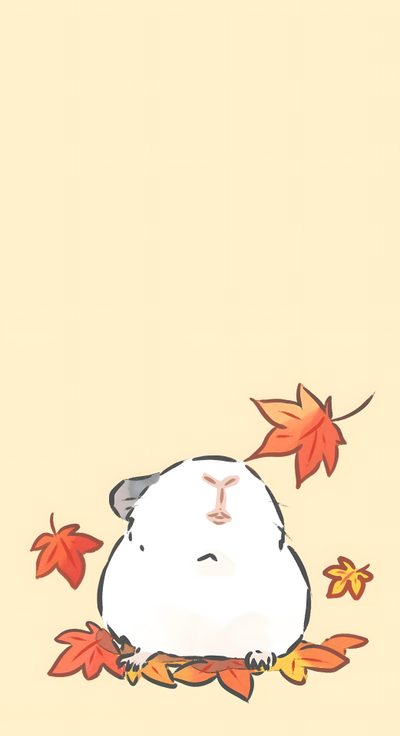 a drawing of a cat laying on top of leaves Halloween Guinea Pig Halloween Guinea Pig, Guinea Pig Background For Drawing, Guinea Pigs, blanched almond