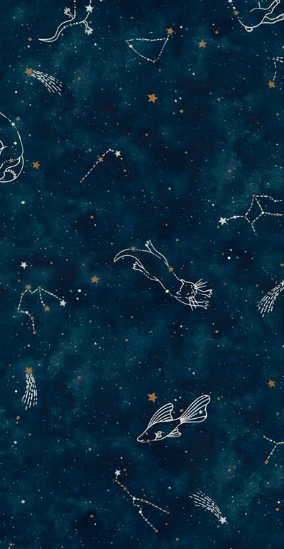an image of the sky with stars and zodiac signs on it, as well as birds Hand Drawn Halloween Constellation Navy Constellation Aesthetic, Constellations Aesthetic, Blue Celestial Background,