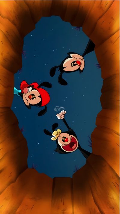 three cartoon characters are looking up at the sky from inside a wooden structure in an animated scene Halloween Animaniacs Camoflauge, Looney Tunes, Mickey Mouse Iphone, Halloween Cute, Batman, dark olive green