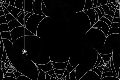 a spider sits on its web in front of a black background with white swirls Halloween Spider Webs Spooky Background Spider Web, Black Background Spider Image, Spider Desktop,