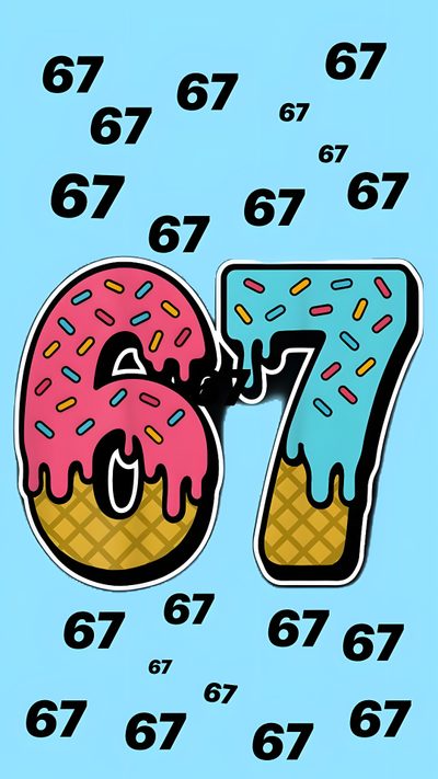 the number seven is covered in frosting and sprinkles with donuts 67 Halloween Cute 67, 67, School Backpack Essentials, Boyfriend Crafts, Halloween Cute, light sky blue