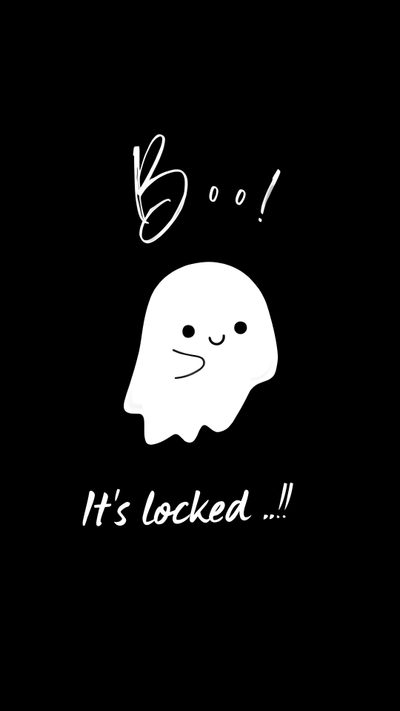 a black background with a white ghost and the words boo it's locked on it Halloween Boo - Anthracite Lock Screen Dark Lock Screen Cute Aesthetic, Lock Screen Lock Screen Cute Black, Lock Screen Lock Screen Dark For Girls,