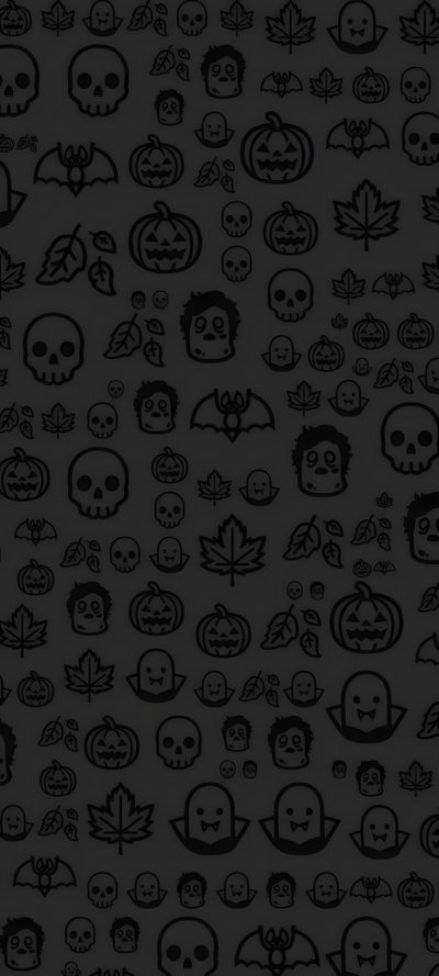 black and white halloween wallpaper with skulls, pumpkins and bats on it's dark background Halloween Boo - Anthracite Halloween Hexagon, Black Iphone Halloween, Black Halloween Iphone, dark slate gray
