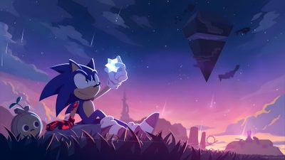 sonic the hedgehog holding up a star in front of a purple and blue sky Halloween Sonic Cool For Laptop, Animated For Pc, Live For Pc, Happy Tree, Sonic Videos, dark slate blue