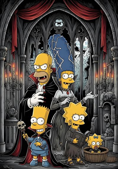 Homer Vampire, Simpson Vampire, Treehouse Of Horror Vampire, The Simpsons Vampire, The Simpsons Dracula, Homer Simpson Vampire, Gothic Homer, Simpsons Halloween Of Horror, Treehouse Of Horror V Poster The Simpsons Halloween Homer Vampire, Simpson Vampire, Treehouse Of Horror Vampire, dark slate gray