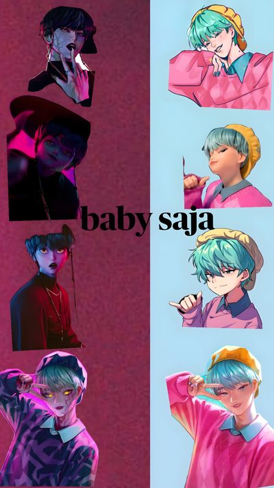 some anime characters with different colored hair Baby Saja Halloween Suga Anime Bts, Zepeto Bts, Bts Anime Suga, brown