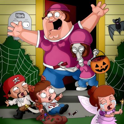a cartoon character is surrounded by other characters Family Guy Halloween Peter Griffin Creepy, Peter Griffin Halloween, Peter Griffin Horror, sienna